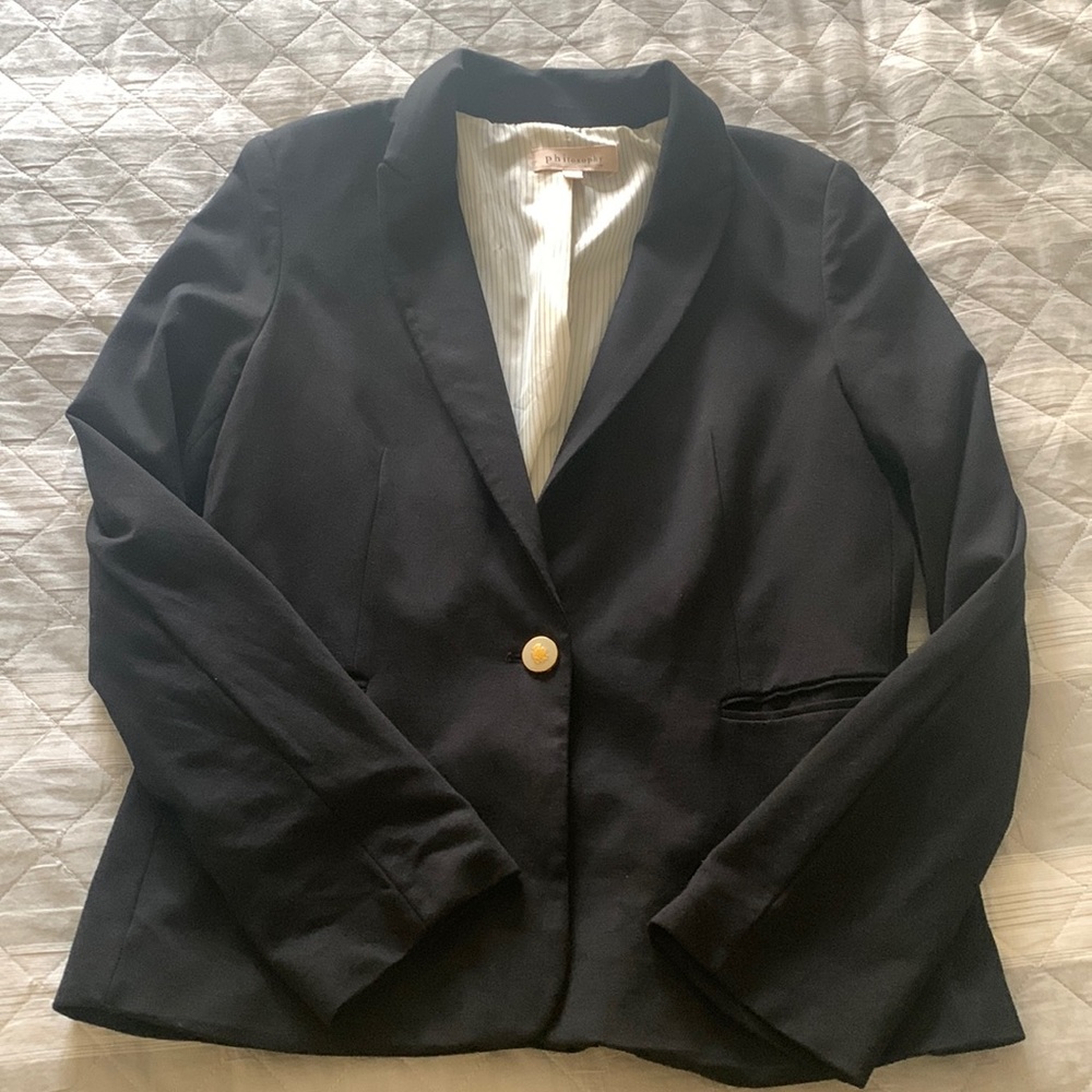 Philosophy large black blazer